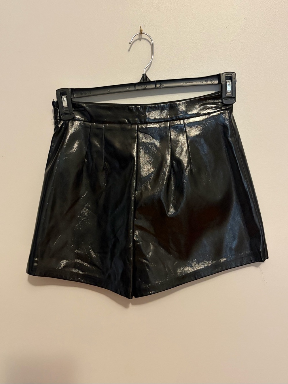 Endless Rose Black Faux Leather High-Waist Shorts